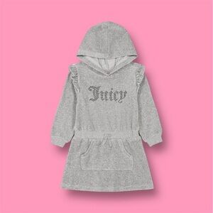 Juicy Couture girls Velour Hooded Dress Gray Heather size 6